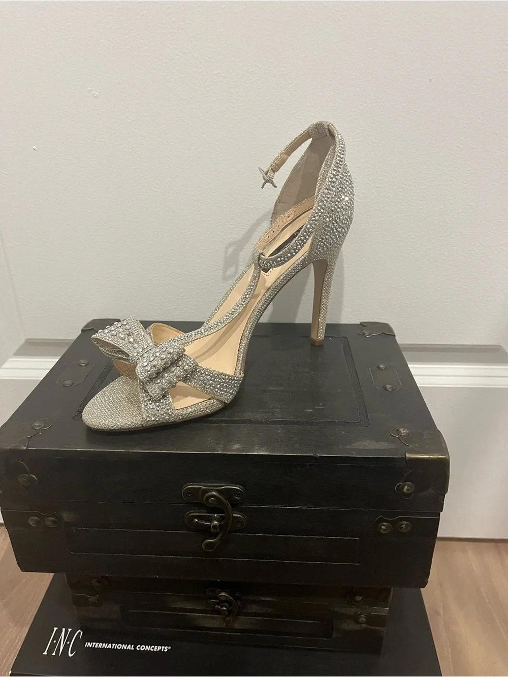 Women's Silver Crystal Embellished High Heel Sandals
